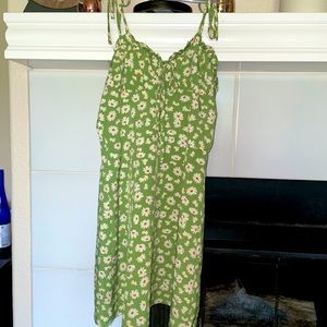 Floral green mini dress